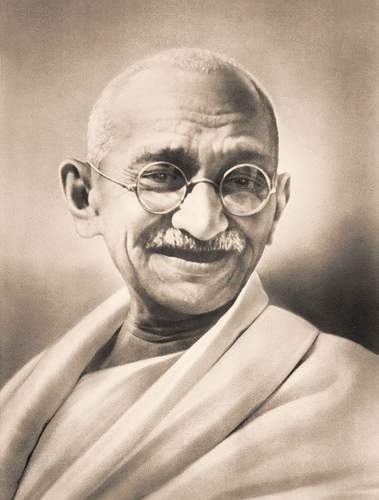 Portrait of Mahatma M.K. Gandhi (www.librarising.com)