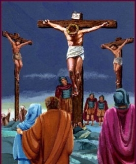 Jesus crucified between the two thieves (http://members.cox.net/lps1913/calvary.jpg)