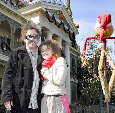Burton and wife, Helena Bonham Carter, at Disneyland (Distantcreations)