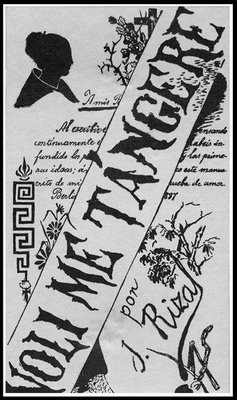 This is the original cover of one of Rizal's book (http://1.bp.blogspot.com/_nxUb2kYKSvI/Sjrvt1iBGeI/AAAAAAAASMc/fC220aElIaA/s400/Noli+book+original.jpg)