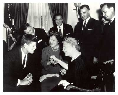 President Kennedy respects Keller as a hero. (perkins.pvt.k12.ma.us)