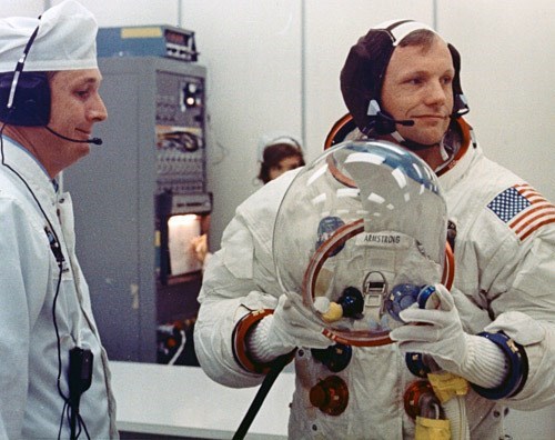Armstrong getting ready for the launch (http://vintagraph.com/space-photos/apollo-11/5358230 ())