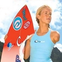 Bethany Standing with her board the shark attacked ((