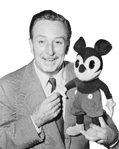 Walt Disney holding his first cartoon (demarcoa.edu.glogster.com (Taken while he was alive))