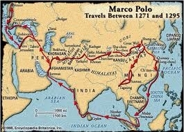 The routes Marco Polo took in Asia. (http://www.vagobond.com/italian-vagobond/ (Vago Dimito))