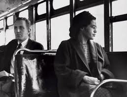 Rosa Parks sitting in front of the bus. (ellabakercenter.org (Unknown))