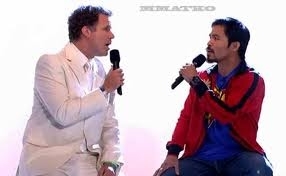 Manny singing with famous comedian Will Ferrell (http://www.mmatko.com/will-ferrell-manny-pacquiao-sing-john-lennons-imagine/ (mmatko.com))