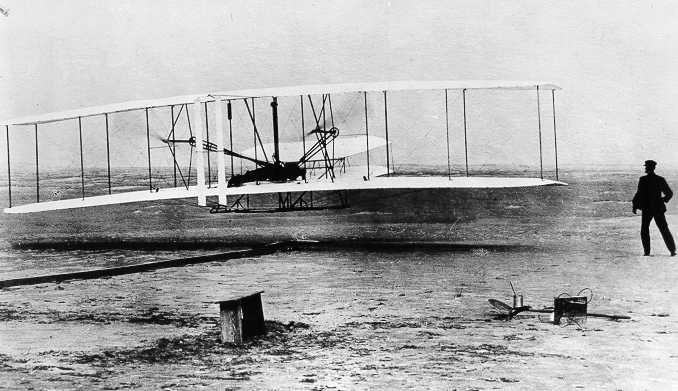 The Wright brothers motorized glider. (http://www.uscg.mil/history/gifs/Wright_Brothers_F ())