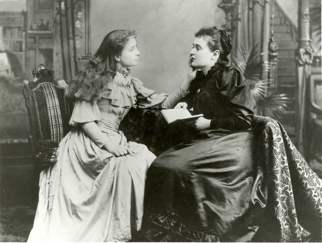 Helen Keller and Anne Sullivan teaching her ( ())