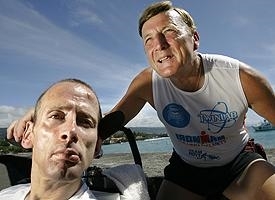 Dick Hoyt pushing his son on through a triathlon (http://sports.espn.go.com/oly/news/story?id=263133 (Jeff Chiu))