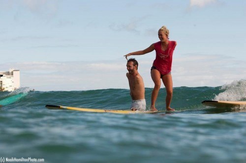 Bethany teaching a man with no legs how to surf  ( (https://www.google.com/search?q=bethany+hamilton&es_sm=93&source=lnms&tbm=isch&sa=X&ei=3eIiVIbRJdi)