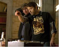 Misha Collins on the set of Supernatural ((Give Me My Remote))