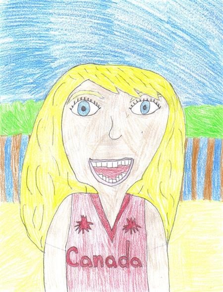 This is a portrait of Silken Laumann. (I drew it at school. (I made this picture))