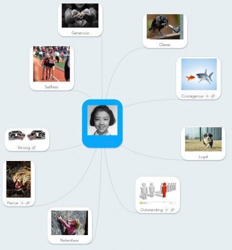 web of adjectives describing Ji-li Jiang (Mindmeister and google images (Me and the internet))