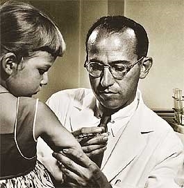 Jonas Salk giving his polio vaccine (wdet.org)