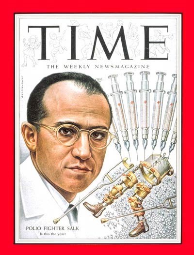 Jonas Salk on the front page of Time Magazine (content.time.com (2015 Time Inc))