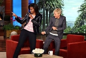 Ellen DeGeneres dancing with the first lady. (artsbeat.blogs.nytimes.com ())