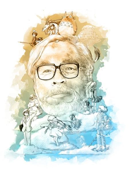 A drawn picture of Hayao Miyazaki (http://abrahamcruz.deviantart.com/art/HAYAO-MIYAZA (Abraham Cruz))