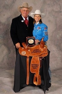 Byron and Mary Walker with her saddle (https://www.google.com/search?q=mary+walker+barrel ())