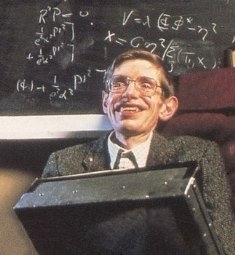 Stephen Hawking doing a math problem when young.