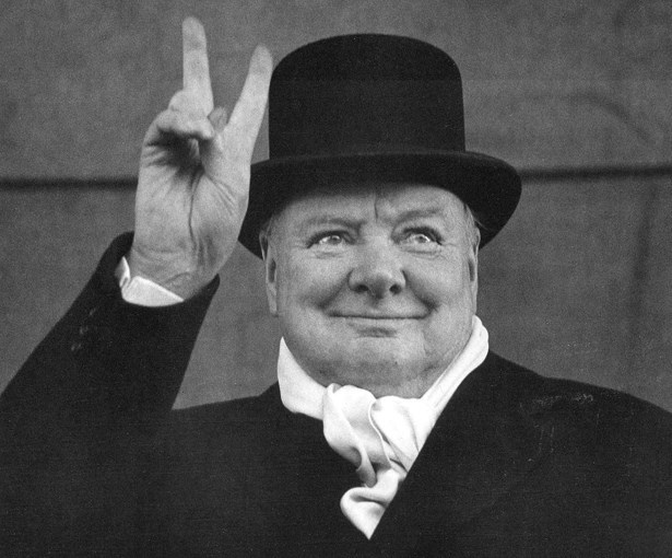 Winston Churchill and his signature peace sign (http://www.nww2m.com/ ())