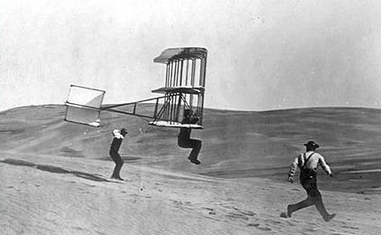 One of the brothers trying to keep from crashing (http://www.wright-brothers.org/ ())