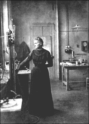 Marie Curie is working in her lab. (http://www.chemteam.info/ ())
