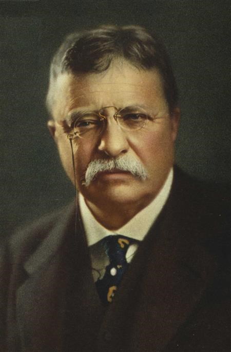 Theodore Roosevelt rarely smiles in pictures.