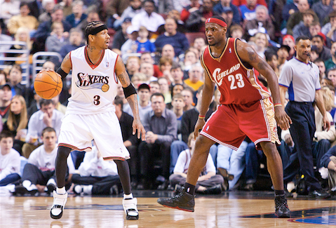 LeBron James guarding Allen Iverson in 2006 (Ball Don't Stop)