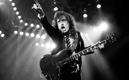 Angus Young onstage.