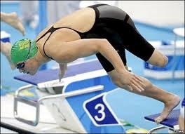 Natalie diving to start a race. ((quotegram.com))