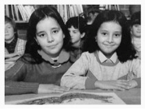 Najat &  elder sister in Primary School in Amiens (published in The Nouvel Obs magazine in 2014 (Private collection))