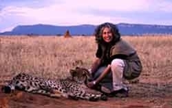 CCF's Executive Director Dr. Laurie Marker with Cheetah Ambassador Chewbaaca.