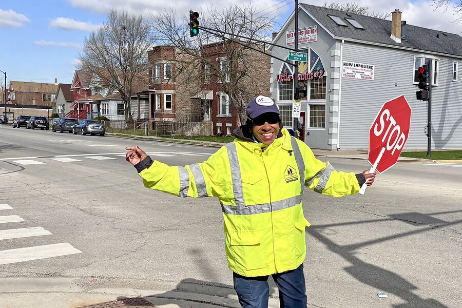 Picture of ‘Bless that corner.’ A Chicago crossing guard marks 50 years.