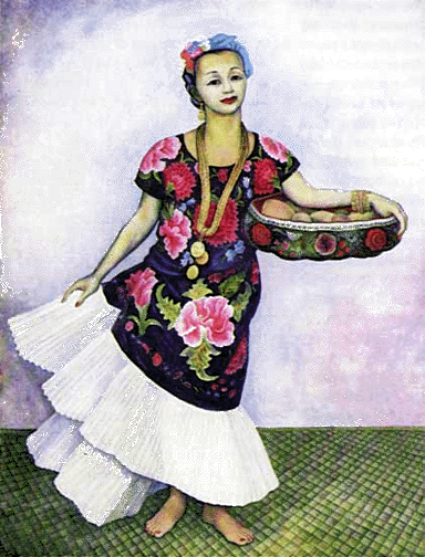 <center>Retrato de Dolores Olmedo, 1955<br>Artista: Diego Rivera<br>Óleo sobre lienzo<br>Museo Dolores Olmedo Patiño <br> de: http://www.diegorivera.com/gallery/dolores.html</center>
