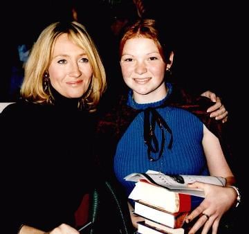 Ashley with Harry Potter author JK Rowling. <i>Teen girl harnesses magic of Potter</i>