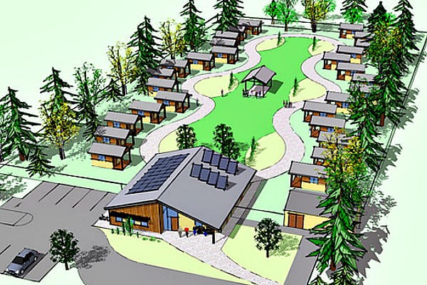 An architect's rendering of Quixote Village in Olympia, Wash. <P>Courtesy of Panza