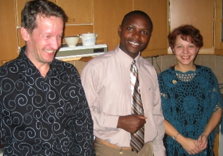 Tommie with teachers in Finland, spreading knowledge about malaria. 