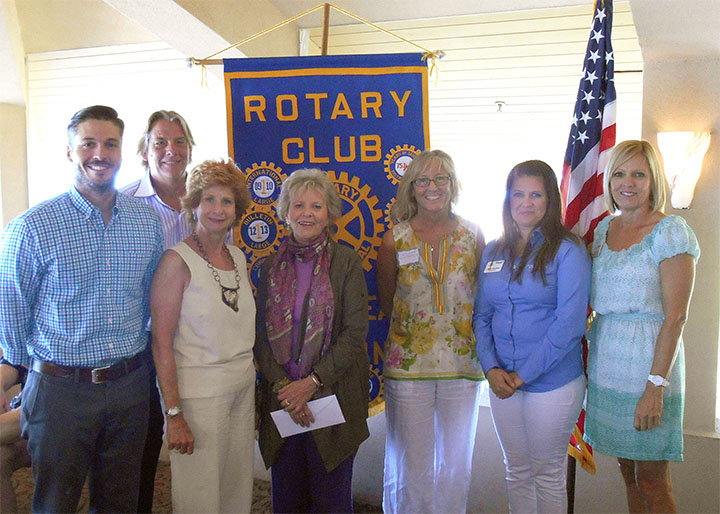 <center>Grant recipients at award presentation (left to right):<br> Dr. Jorge Rubal-Laguna Beach Community Clinic, Keith Matassa-Pacific Marine Mammal Center,<br> Leslie Anne Mogul- Laguna Playhouse, K.C. Mechling-Laguna Outreach for Community Arts, <br>Wendy Milette-The MY HERO Project, Elena Mendoza-TLC, Michelle Ray-Even Start