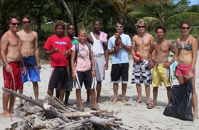 Beach Cleaning Crew<br>Cabarete's local kite schools get together to help clean the beach - protecting the environment and making the beach safer for kiting<br>Photo courtesy of <a href=http://www.laureleastman.com/>Laurel Eastman Kiteboarding</a> 