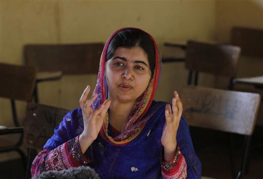 Nobel laureate Malala Yousafzai speaks to the Associated Press in Dadaab refugee camp, Kenya, Tuesday, July 12, 2016. Yousafzai visited the world's largest refugee camp on her 19th birthday and voiced concern that Kenya's plans to close it could create 
