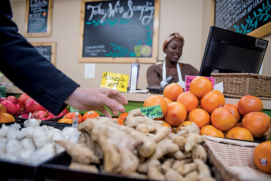 Marilyn Rush is one of Daily Table’s employees. Some 450 to 500 people shop at the store each day. (Ann Hermes/Staff)