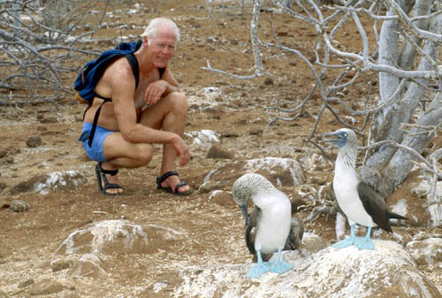 Murph and boobies in the Galapagos where species are almost totally unafraid of people because they have no history of harassment. (Richard Murphy)