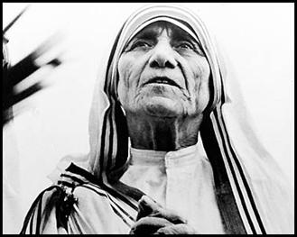 Mother Teresa looking up to the sky <br>(www.time.com)