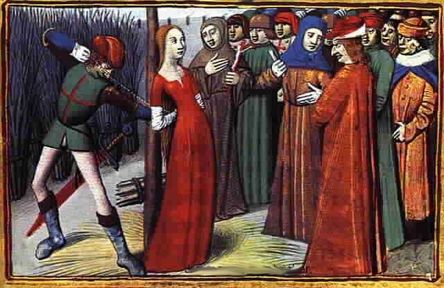 Joan of Arc was burned at the stake (http://www.unf.edu/classes/saints/images/joanarc-atstake-MS1.jpg)