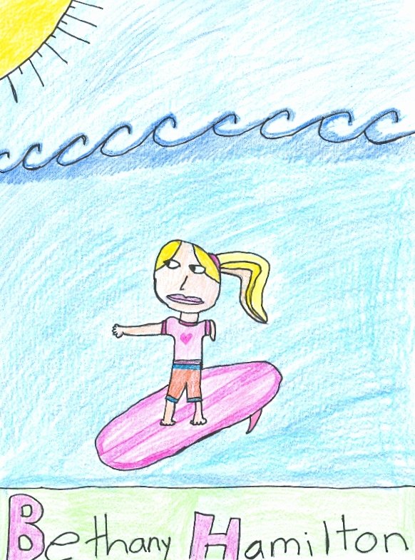 Bethany Hamilton surfing<br>(I drew it.)