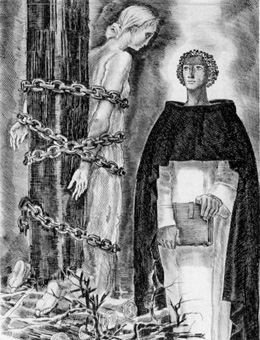 Saint Joan of Arc being burned at the stake.  (http://www.therussells.net/papers/joan/index.htg/Right_before_Burn.jpg)
