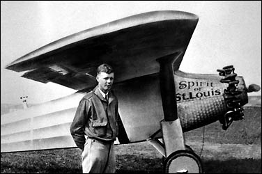 Charles with his plane the Spirit of Saint Louis <br>(www.time.com/.../heroes/ profile/lindbergh01.html)
