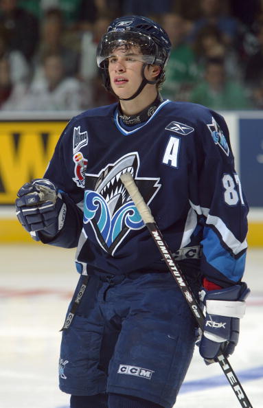 Sidney Crosby playng for the Rimouski Oceanic in  (http://proicehockey.about.com/od/nhlnewsscoresstats/ig/Sidney-Crosby-Gallery/Sidney-Crosby-in-Rimouski.htm)