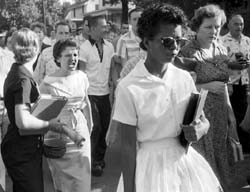 Elizabeth Eckford braves a jeering crowd